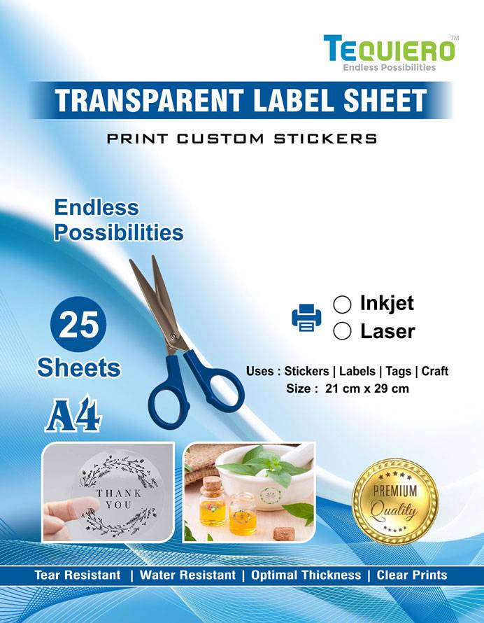 Transparent Label Sheet for Inkjet Printer - TeQuiero